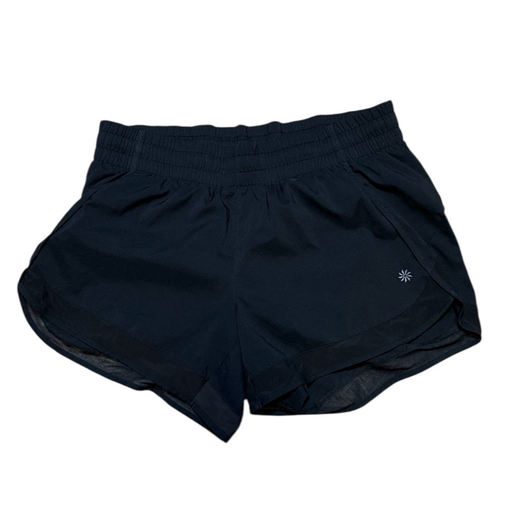 Athleta Mesh Racer Run Mid Rise 4” Shorts Women’s Small Black #291749